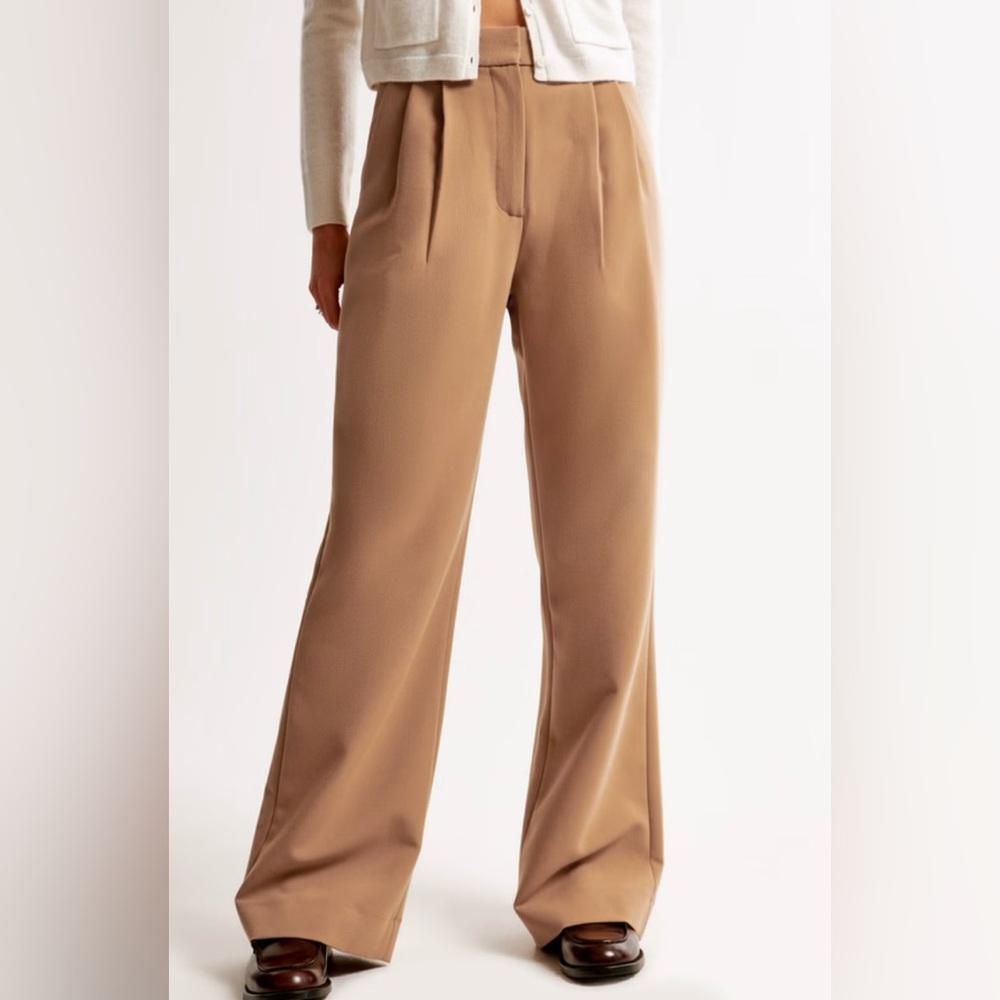 Abercrombie & Fitch Tan Wide-Leg Trousers
